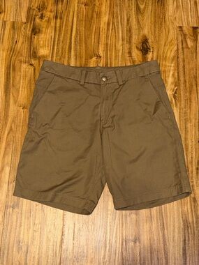 lululemon athletica Men's 30 small commission shorts khaki tan Flat Front chino